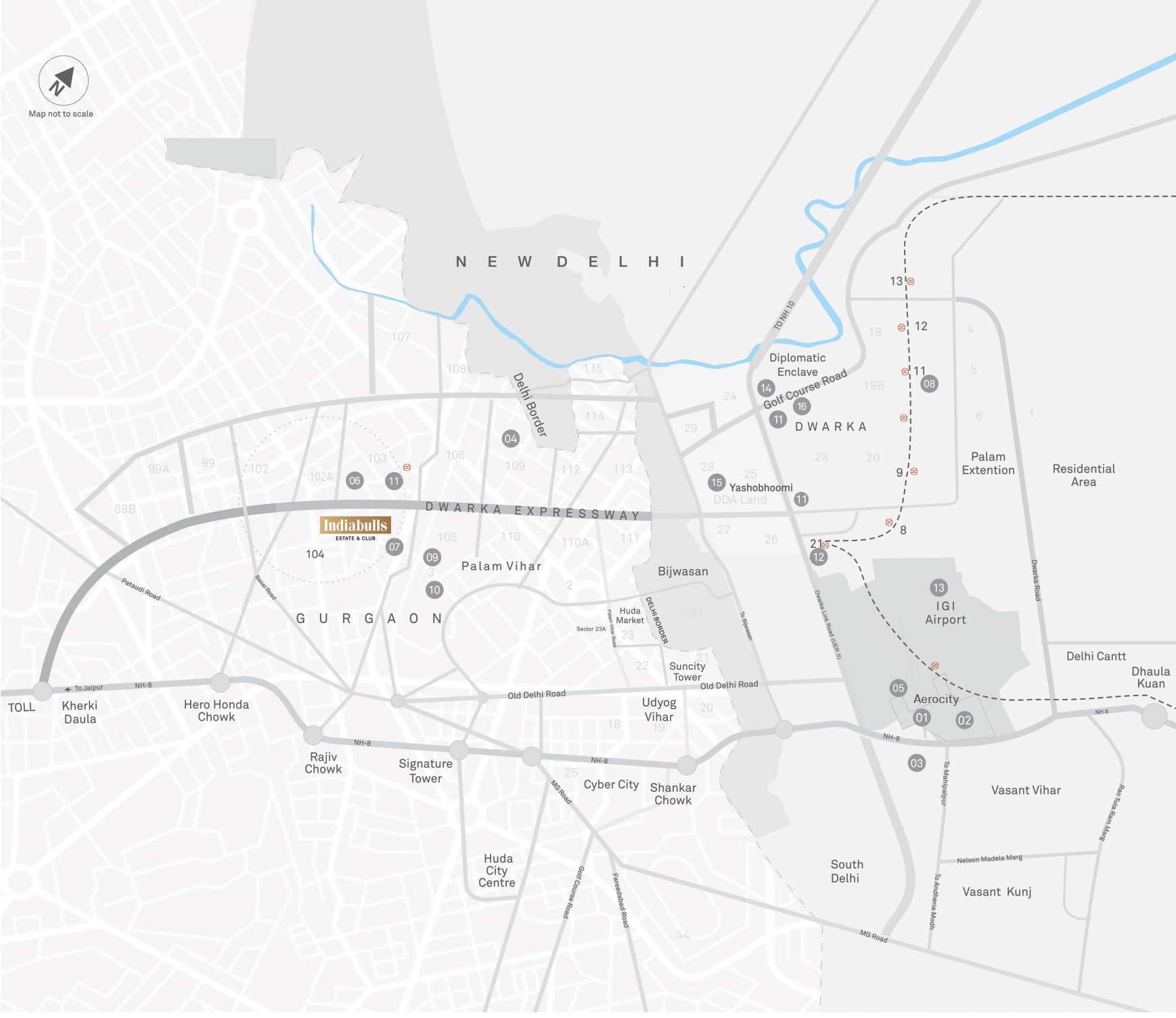 Indiabulls Estate and Club Location Map