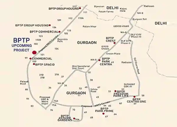 BPTP Gaia Residences gurgaon Location Map
