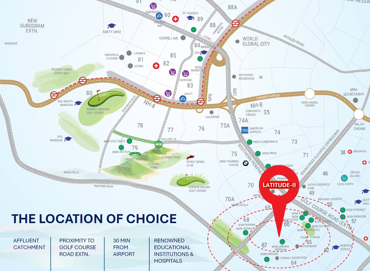 M3M Opus Sector 67A Gurgaon Location Map