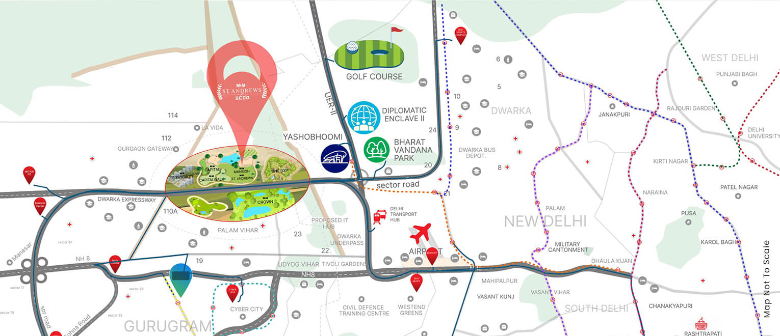 M3M St. Andrews SCDA Location Map