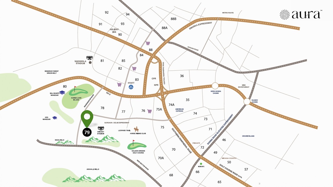 Aura Sector 79B Gurgaon Location Map