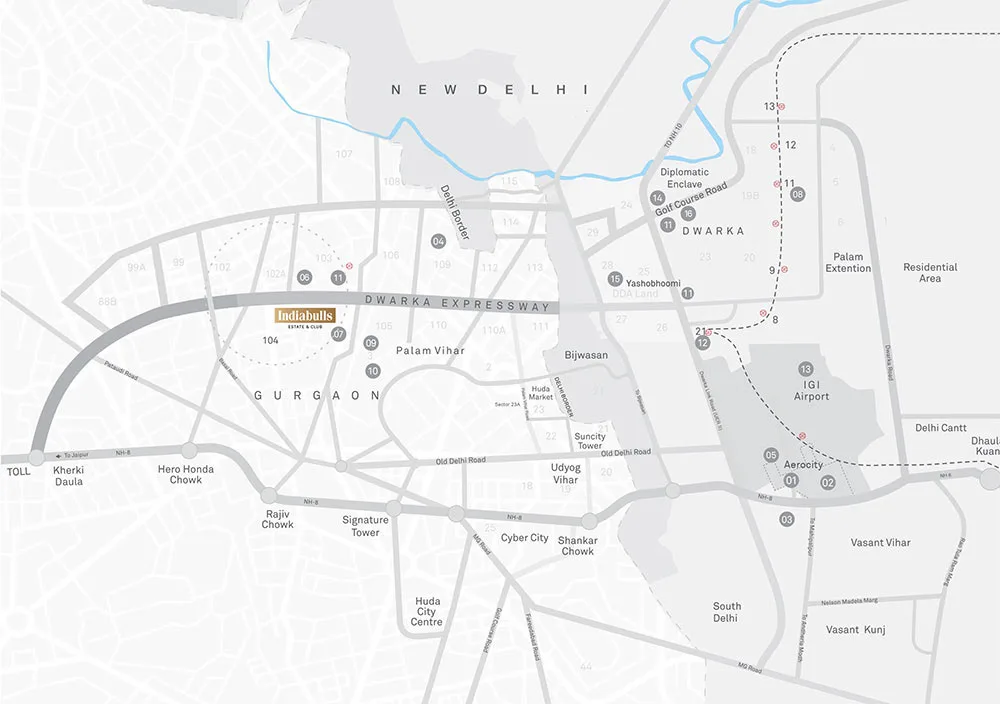 Indiabulls Heights Sector 104 Gurgaon Location Map