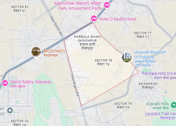 Yashika Group Sector 78 Gurgaon Location Map