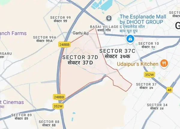 3B Homes Sector 37D Gurgaon Location Map