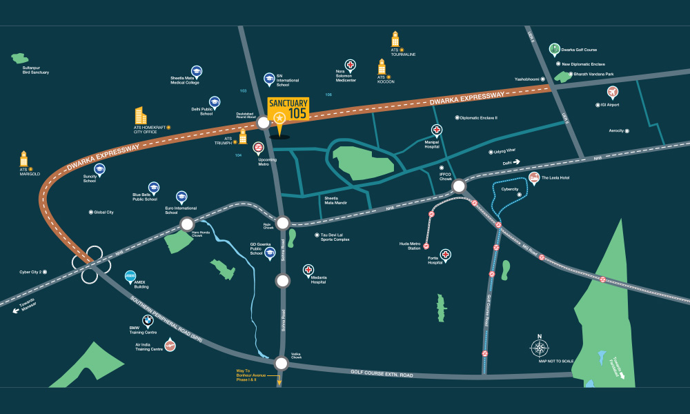 ATS The Grove At Sanctuary Sector 105 gurgaon Location Map