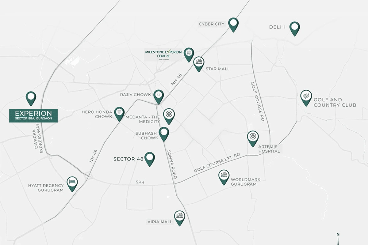 Experion Sector 88A Gurgaon Location Map