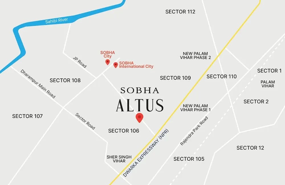 Sobha Altus Location Map