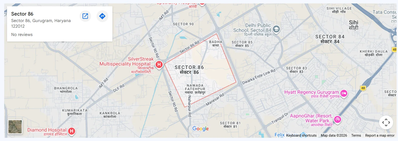 L&T Sector 86 Gurgaon Location Map