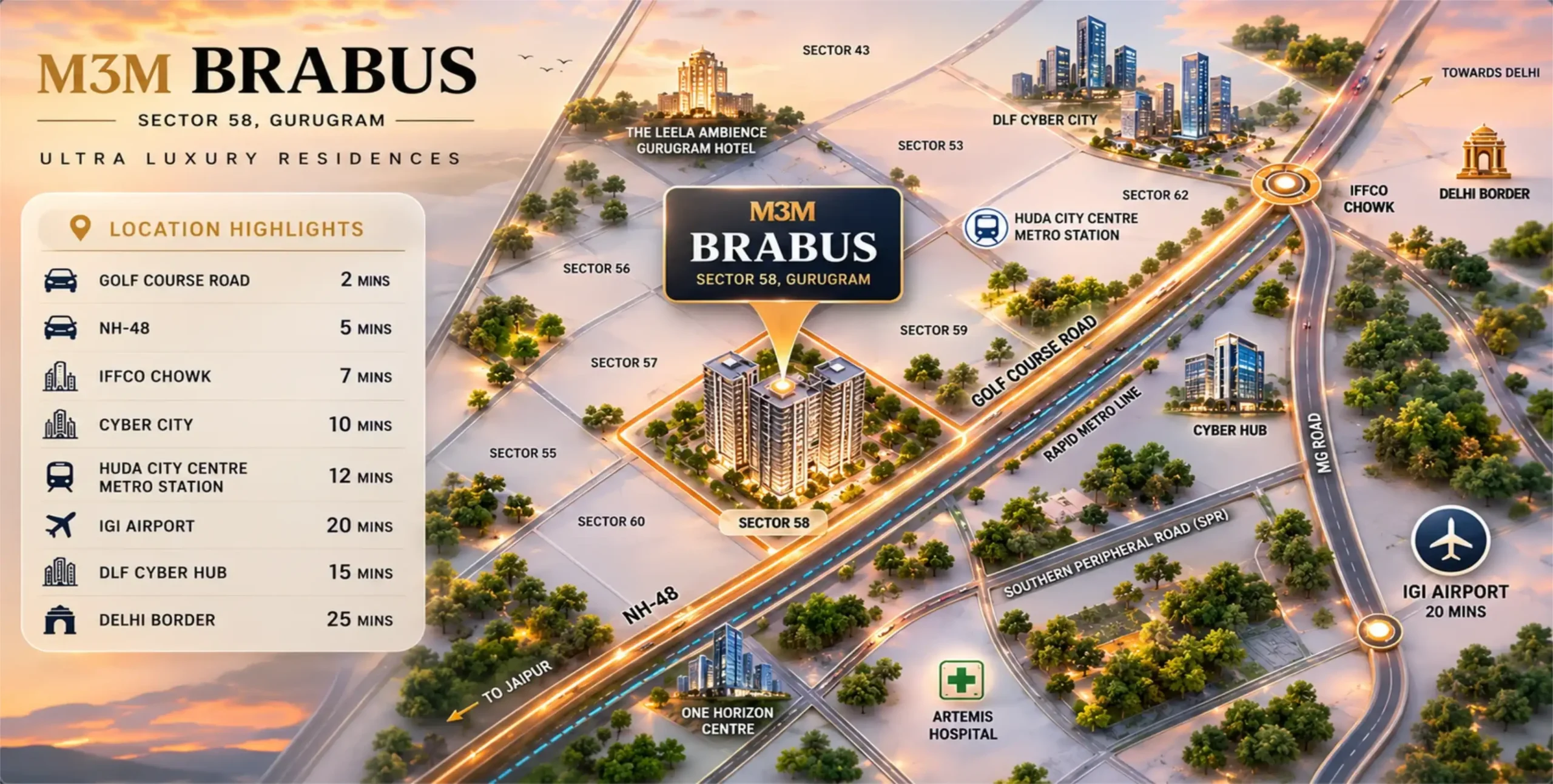 M3M Brabus Residences Location Map