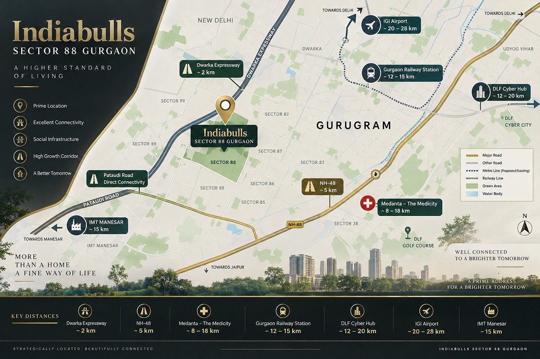 Indiabulls Sector 88 Gurgaon Location Map
